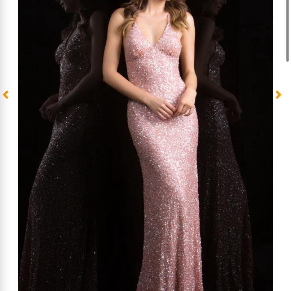 NWT Scala 47551 Sequin Prom Dress in New Rose